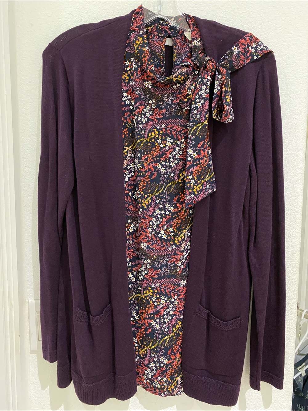 Perfect Plum! Croft & Barrow Cardigan Size S & Loft Floral Sleeveless Shell M
